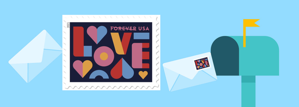 2021 Comienza con Amor para USPS: La nueva estampilla de la serie Love ya llegó.